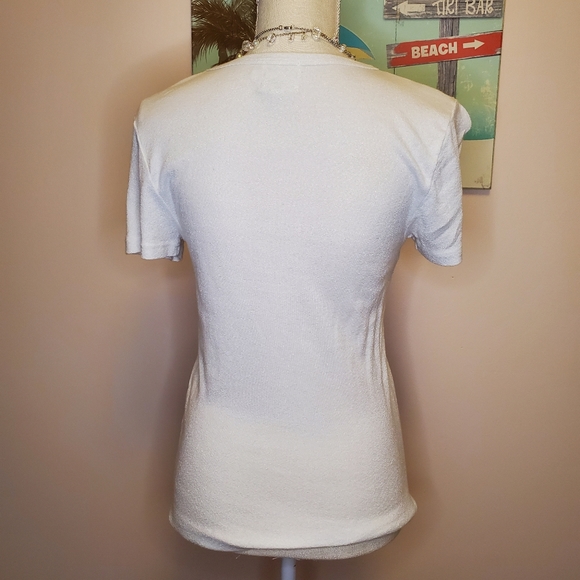 Michael Stars for Anthro EUC M/L stretchy fitted v-neck tee white - Picture 4 of 9